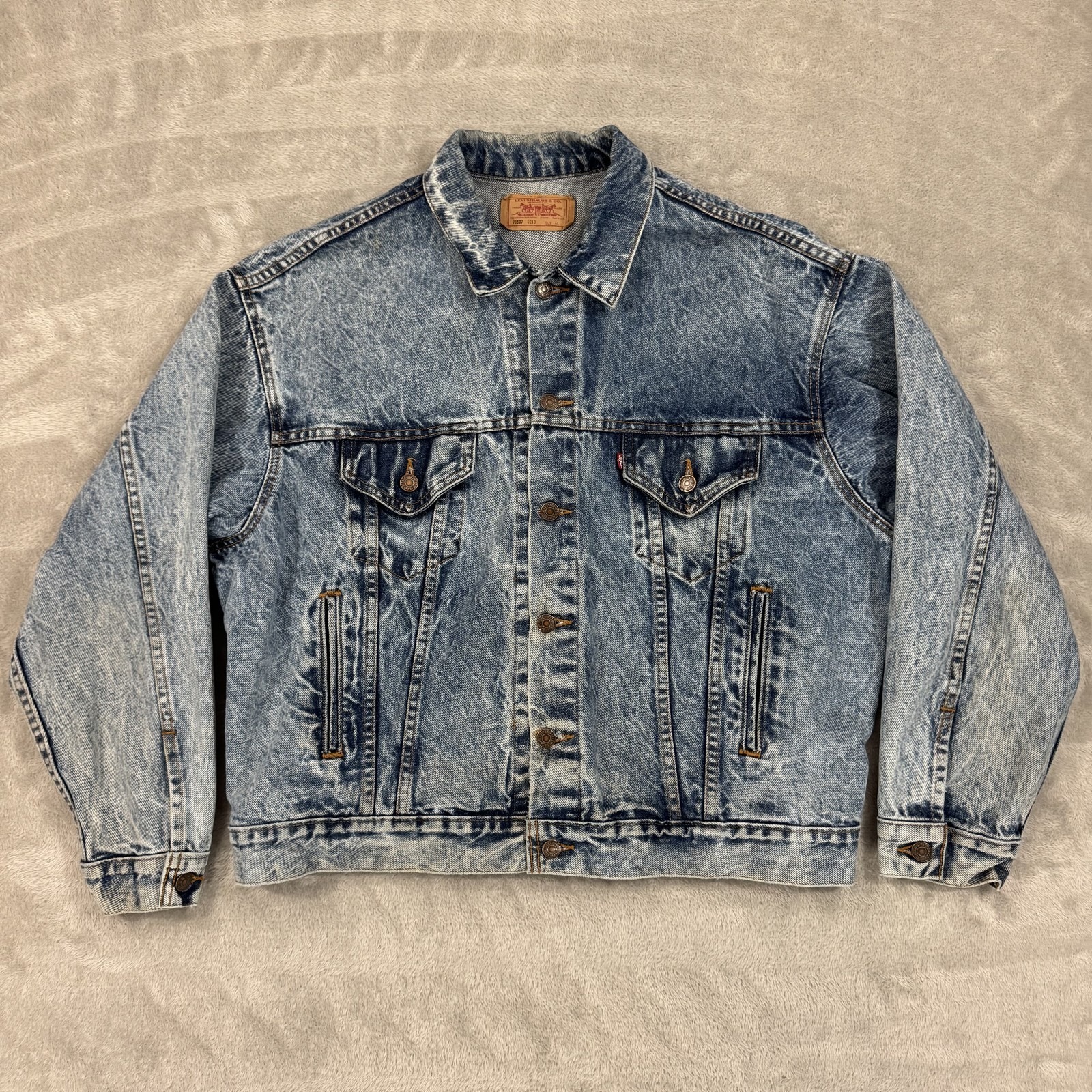 Vintage Levis Trucker Jacket Mens Xl 70507 0219 Blue Acid Denim Jean 90s Usa